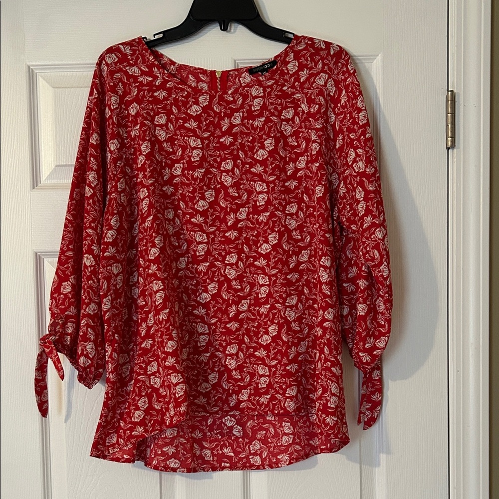 Papermoon Red and White Floral Blouse